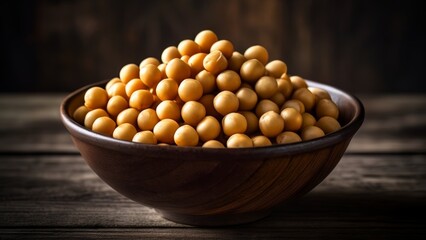 Poster -  A bowl of goldenyellow chickpeas on a rustic table