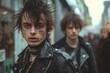 © Larisa AI - A male punk with stylized hair and makeup in an urban setting