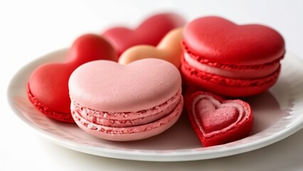 Wall Mural -  Heartshaped macarons for a sweet Valentines treat
