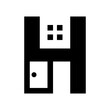 Black house H text logo icon flat vector design