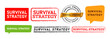 survival strategy circle stamp and speech bubble label sticker for mission survive plan