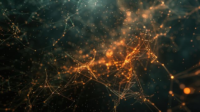 abstract background with a network grid and particles connected