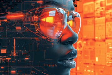 Poster - Compelling image depicting a modern motherboard design in vivid orange, suggestive of technological evolution