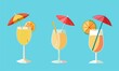 Raster image of stylized lemonade glasses set against a colorful background, ideal for summer and refreshing drink themes.