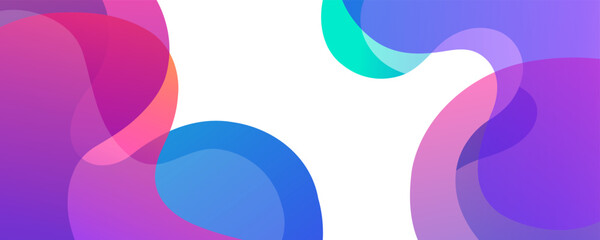 Poster - Futuristic abstract background with curved shapes and bright fluid colors. Color waves on white background. Vibrant colored gradients for creative graphic design. Vector illustration.