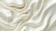3D illustration of a white cosmetic cream, sunscreen, milk, or yogurt surface with ripples and waves. Background with liquid dairy product splashes or smooth satin drapery. Abstract background with