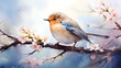 watercolor painting of nightingale bird.
