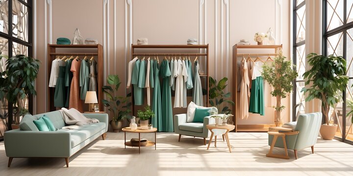 interior of modern living room with clothes wardrobe. 3d illustration