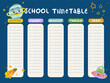 © Elena Sevrina - School timetable template with images of flying saucer stars and comet. Vector illustration