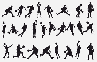 Basketball player silhouettes. Set of basketball player silhouettes. 