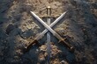 © 2D_Jungle - A pair of crossed swords with their shadows forming an X on the ground.