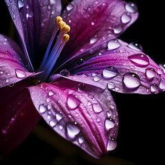 Canvas Print - A close-up of a raindrop on a flower petal.