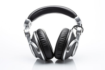 A pair of headphones with a black band and a silver headband