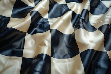Poster - Luxurious black and white silk fabric with a smooth, wavy texture creating an effect of elegance and high-fashion