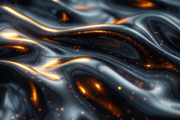 Poster - The contrast of dark liquid forms with scattered golden specks creates a sense of mystery and luxury