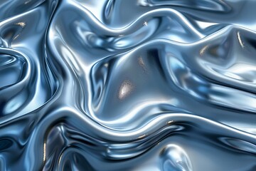 Poster - A sea of flowing liquid metallic texture in varying shades of blue creates a calming, yet dynamic background