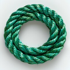 Wall Mural - Green rope isolated on white background with shadow. Green cord rope