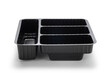 black plastic packaging container on white background