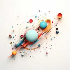 Wall Mural - Solar system made of colorful geometric shapes. 