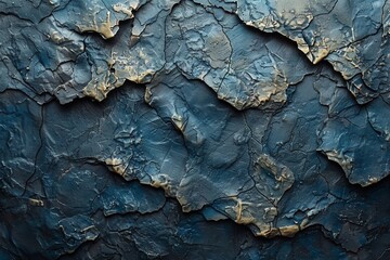 Poster - Navy blue textured background with distinct crack patterns, evoking emotions of depth and mystery