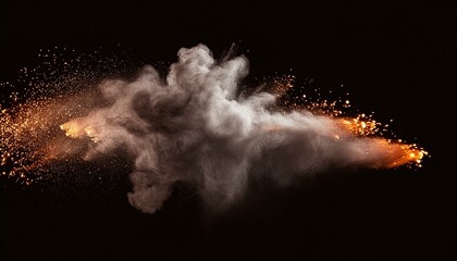 Wall Mural - dynamic set of explosion isolated against a black background, captured 