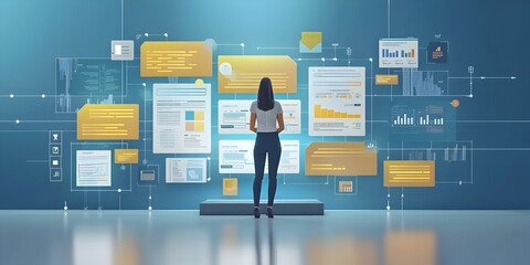 Poster - Female Professional Designing Interactive Office Directory in Digital Domain