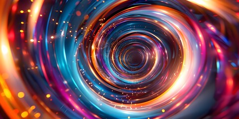 Poster - Captivating Cosmic Vortex A Mesmerizing Spiral of Vibrant Multicolored Lights Evoking a Transcendent Journey through the Universe
