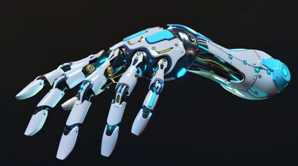 Poster - 3d render of robot hand, hands open, greeting gestures, smart machine interface isolated illustratio