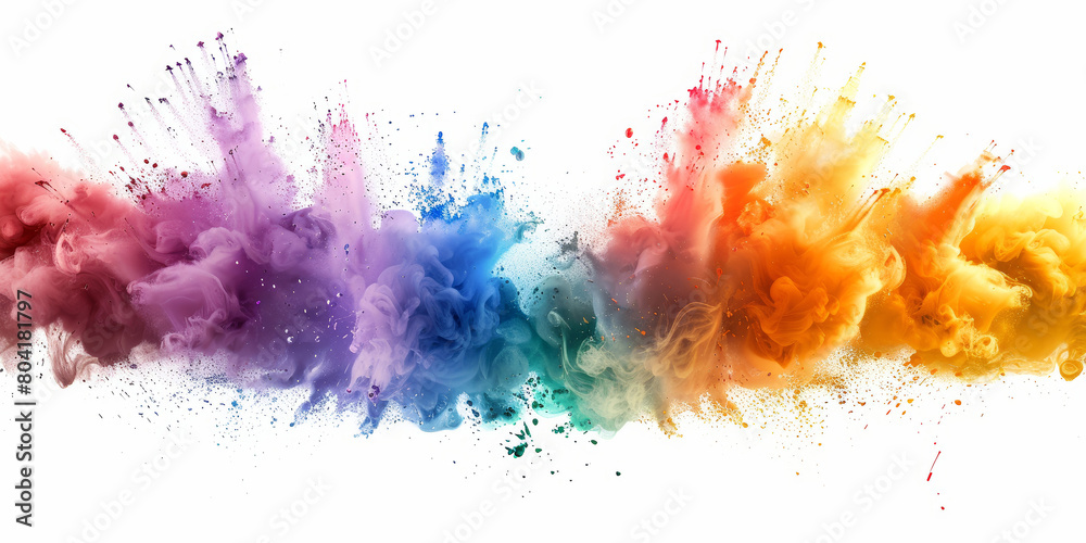 Vibrant color powder explosion on white background, Abstract image of ...