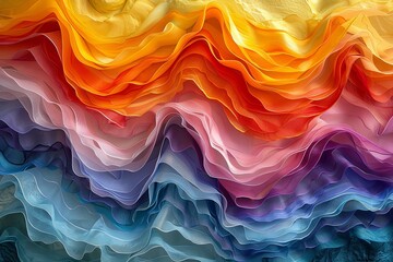 Poster - this image features an abstract design with colorful textured waves in gradient hues
