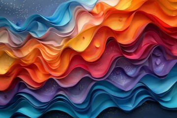 Poster - Striking abstract waves with a cosmic touch, featuring intense colors and starry texture, perfect for a vibrant backdrop