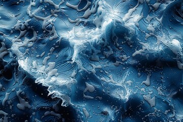 Poster - Stunning abstract image of dynamic blue textured watery forms evoking a sense of fluid motion and depth