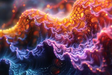 Fototapete - A stunning visual of colors resembling a wave pattern with rich textures and lighting effects