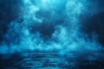 a dreamscape with a ghostly presence, this image showcases ethereal blue smoke curling against a pit
