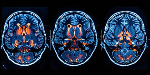 Poster - high tech brain scan visualizing different neurological sections for medical diagnostics and researc