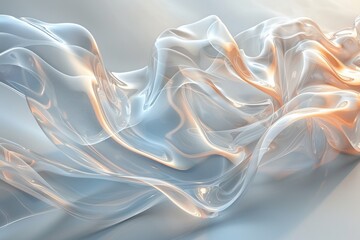 Poster - A stunning visual of silky fabric in motion with a soft orange and white gradient, evoking a sense of tranquility and elegance