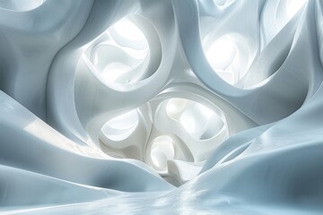 Poster - An image showing a white abstract space filled with soft light, creating a serene and surreal environment akin to a dreamscape