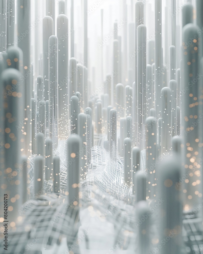 Winter Data Chart in 3D: 3D Visualization of White Data Lake and Data Pipeline