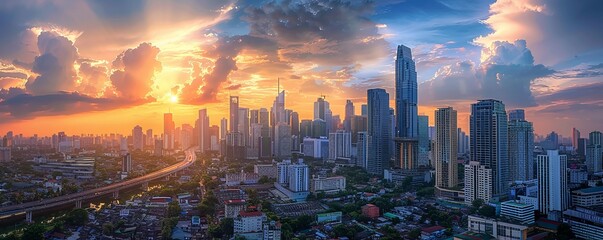 Wall Mural - Modern cityscape with skyscrapers, Makati, Manila, Philippines