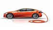 Electric car icon with charging cable vector illustration