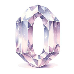 A large, purple crystal shaped like the number 0