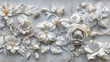 3D carved from marble flowers and leaves on the background