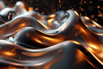 Poster - captivating visualization of fluid black forms with golden highlights suggesting luxury and vitality