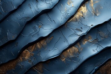 Poster - A stunning close-up of a fluid art texture, featuring a mixture of deep blue tones and glimmers of gold
