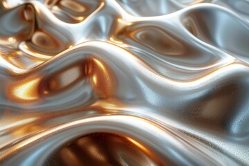 Poster - This image showcases undulating waves on a silky surface with a luxurious golden hue and a soft glow
