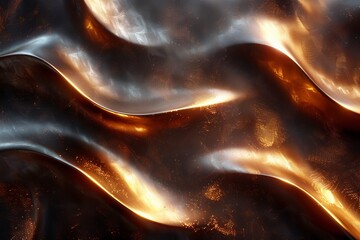 Poster - Image captures the luxurious essence and texture of silk fabric draped in elegant folds, with a fiery orange glow emitting a warm light