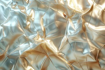 Poster - Detailed image showcasing the crinkles and reflections of a textured golden foil surface
