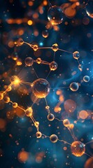 Poster - Glowing Atoms and Molecular Structures Visualizing Scientific Phenomena in an Abstract Digital Background
