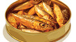 Canned smoked sprats on white background 2d flat ca