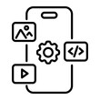 An editable line icon of app development 